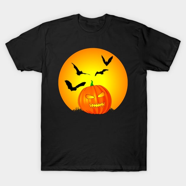 Halloween Moon Jack-O-Lantern T-Shirt by Packrat